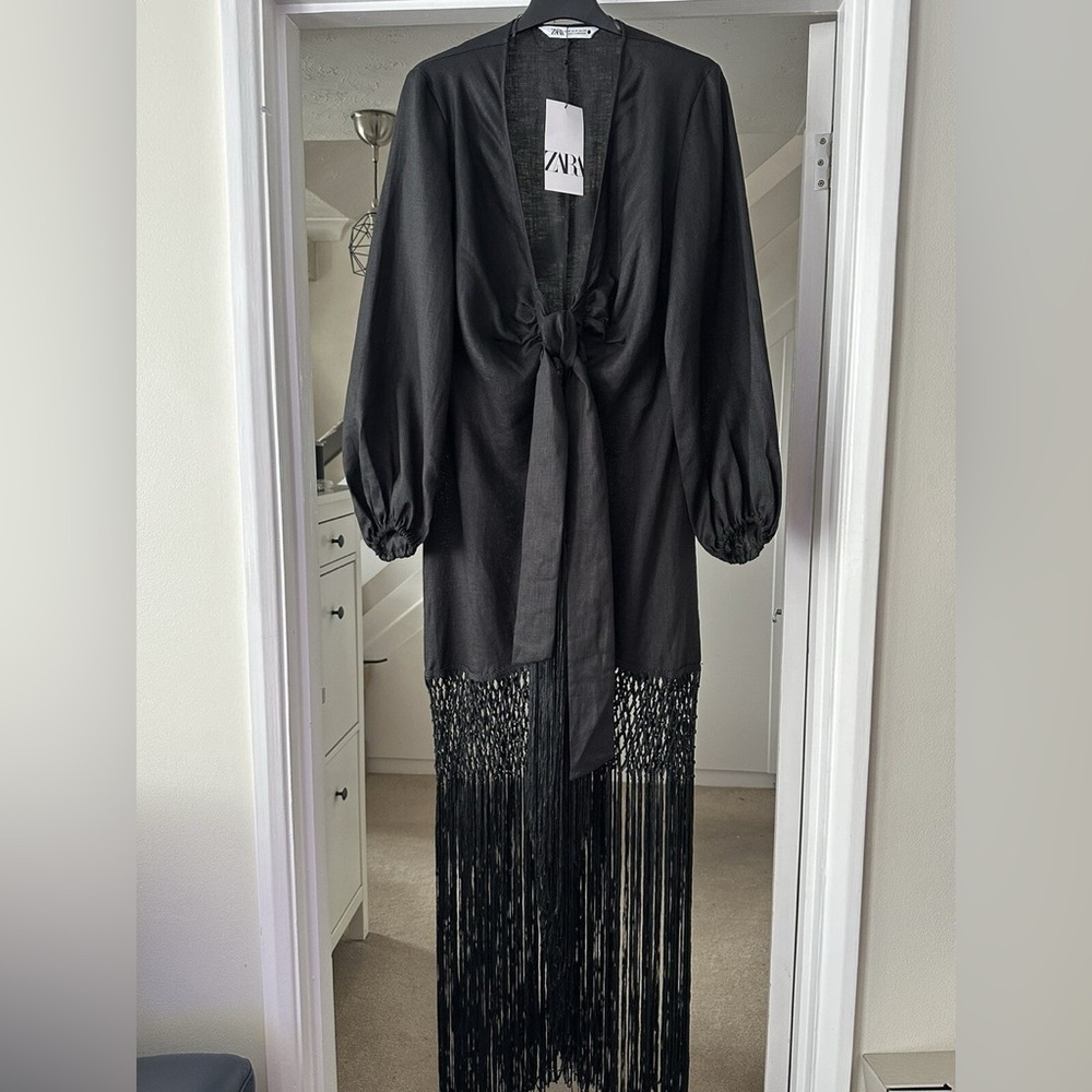 Elegant Black Fringe dress Zara size M